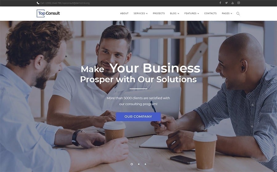 Professional consultancy website homepage using an Elementor WordPress theme