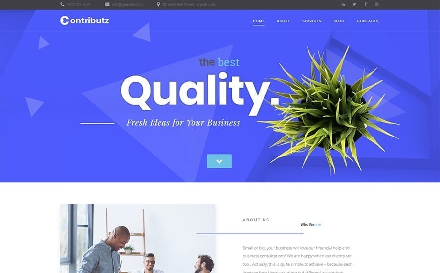 Business consulting website design showcased in an Elementor WordPress theme