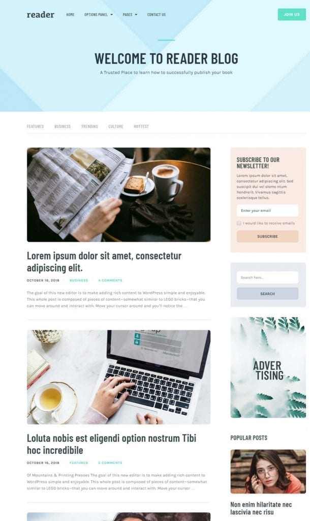 reader wordpress theme by mythemeshop